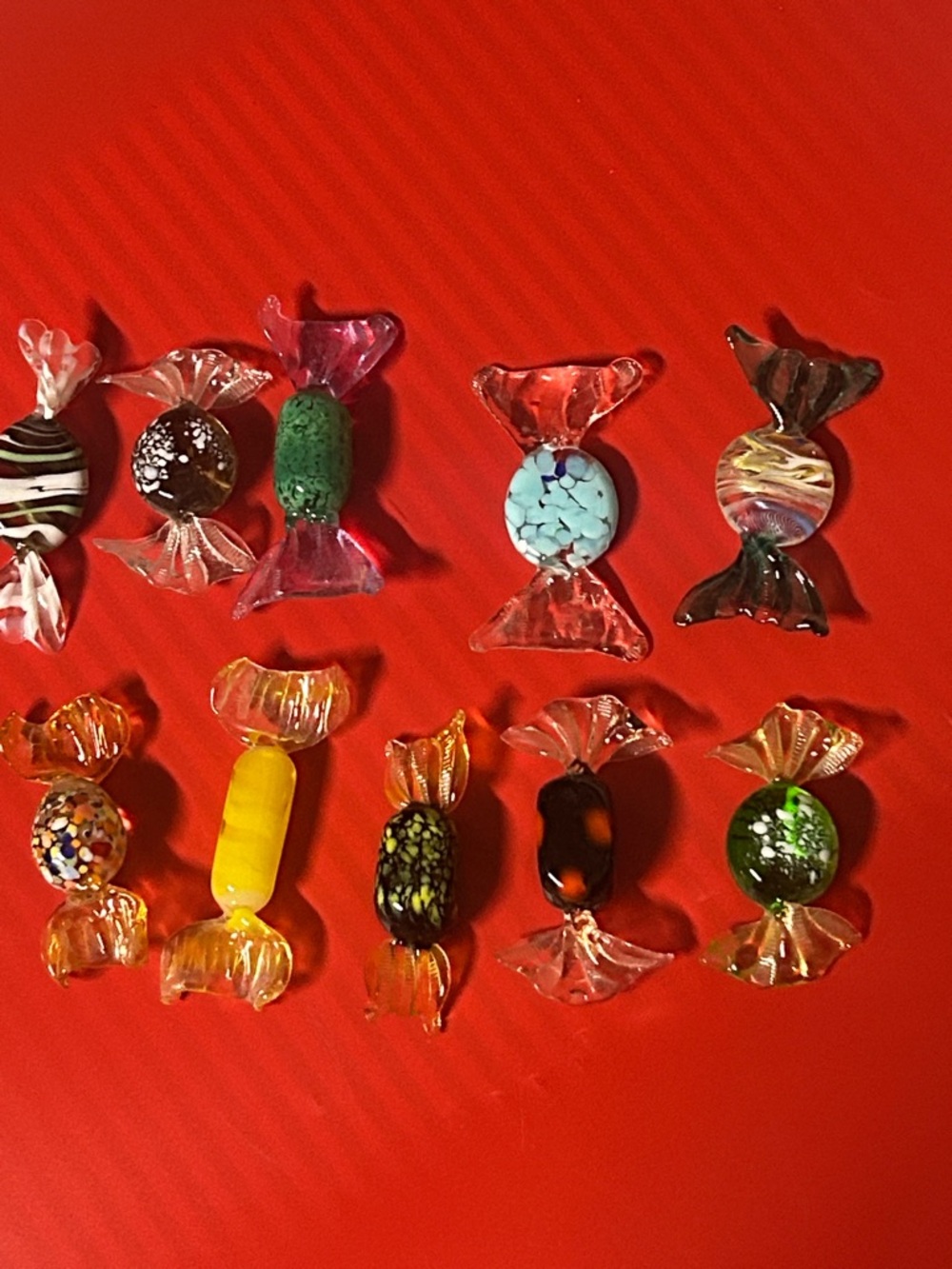 Italian Colorful Glass Candy Accessories - Multicolor 10 each